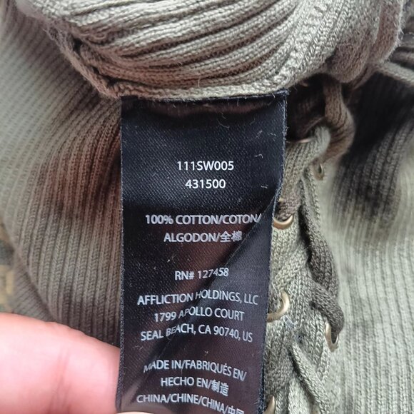 AFFLICTION Dress Astoria Sweater Mini Size XS Olive Green NEW NWT - Picture 13 of 13